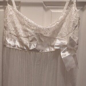 White lace lingerie gown with thong panties